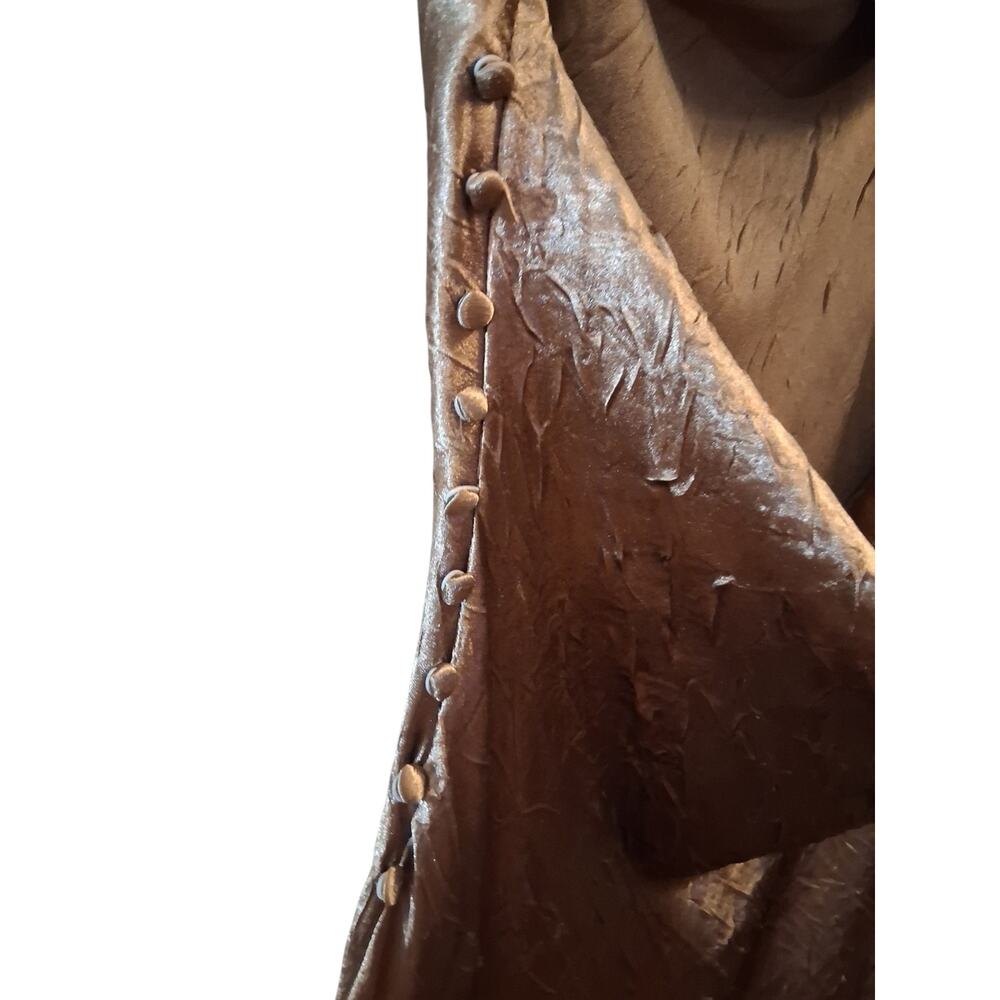 Zara Copper Satin Cowl-Neck Maxi Slip Dress - Picture 5 of 8